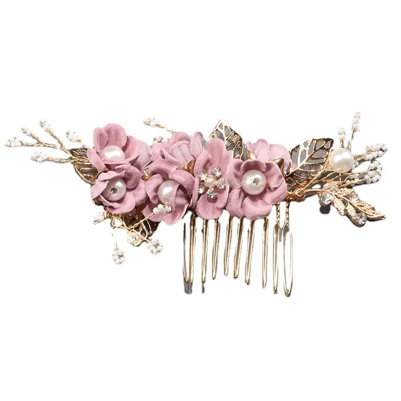 Antique Pearl Leaf Hair Comb for European American Brides - Image 29