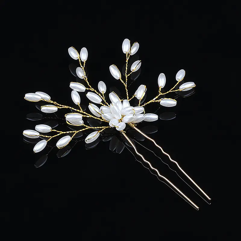 Antique Pearl Leaf Hair Comb for European American Brides - Image 21
