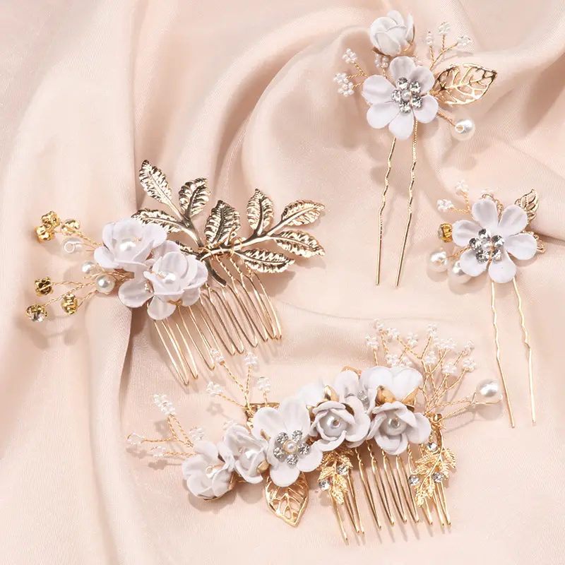 Antique Pearl Leaf Hair Comb for European American Brides - Image 24