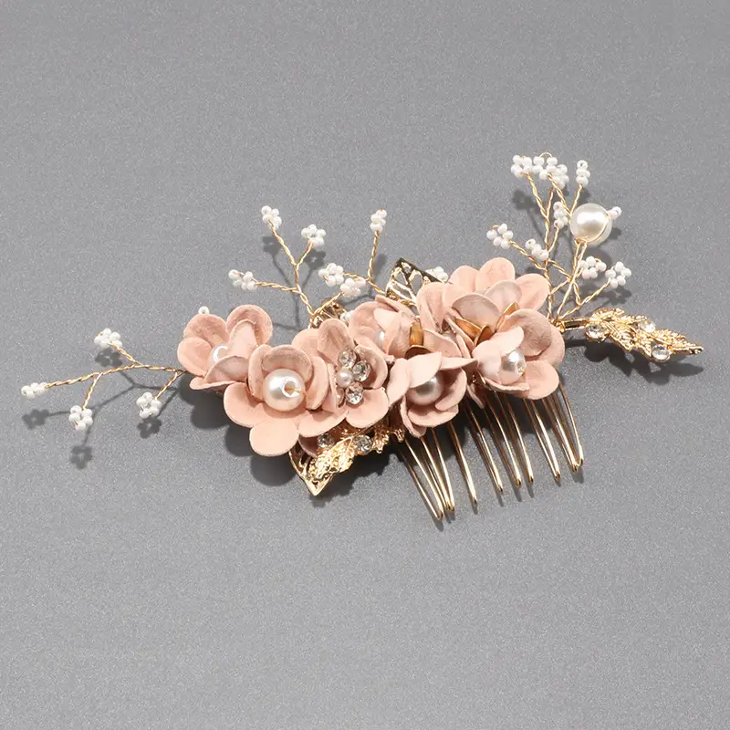 Antique Pearl Leaf Hair Comb for European American Brides - Image 6
