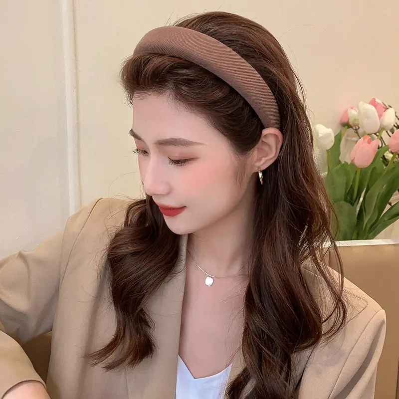 Milky Coffee Sponge Headband K-Style Hairpin