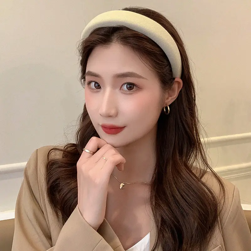 Milky Coffee Sponge Headband K-Style Hairpin