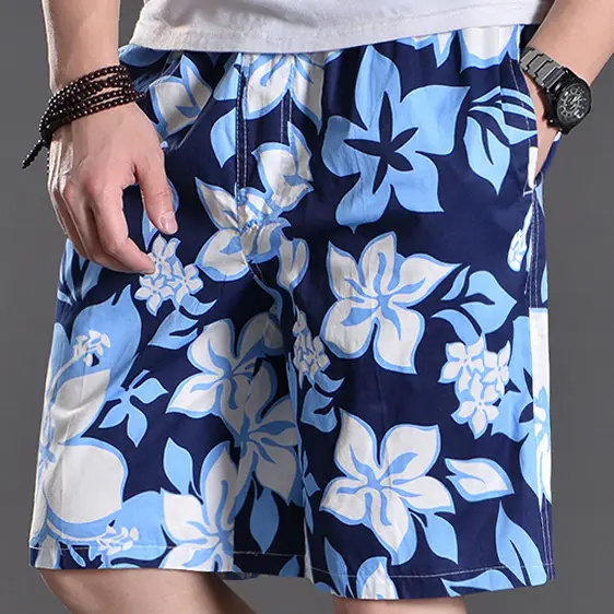 Men Cotton Beach Pants Large Size Fat Men Loose Casual Shorts