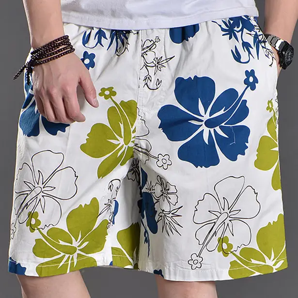 Men Cotton Beach Pants Large Size Fat Men Loose Casual Shorts