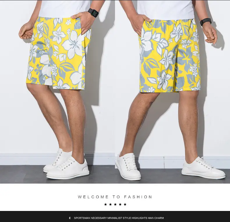 Men Cotton Beach Pants Large Size Fat Men Loose Casual Shorts — feature 10