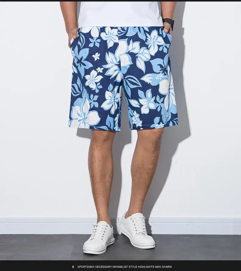 Men Cotton Beach Pants Large Size Fat Men Loose Casual Shorts — feature 12