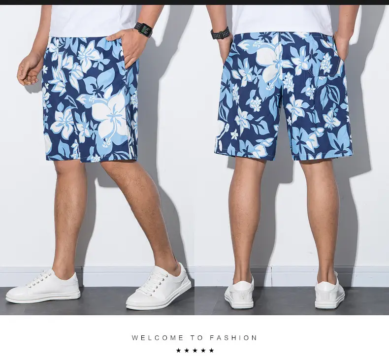 Men Cotton Beach Pants Large Size Fat Men Loose Casual Shorts — feature 13