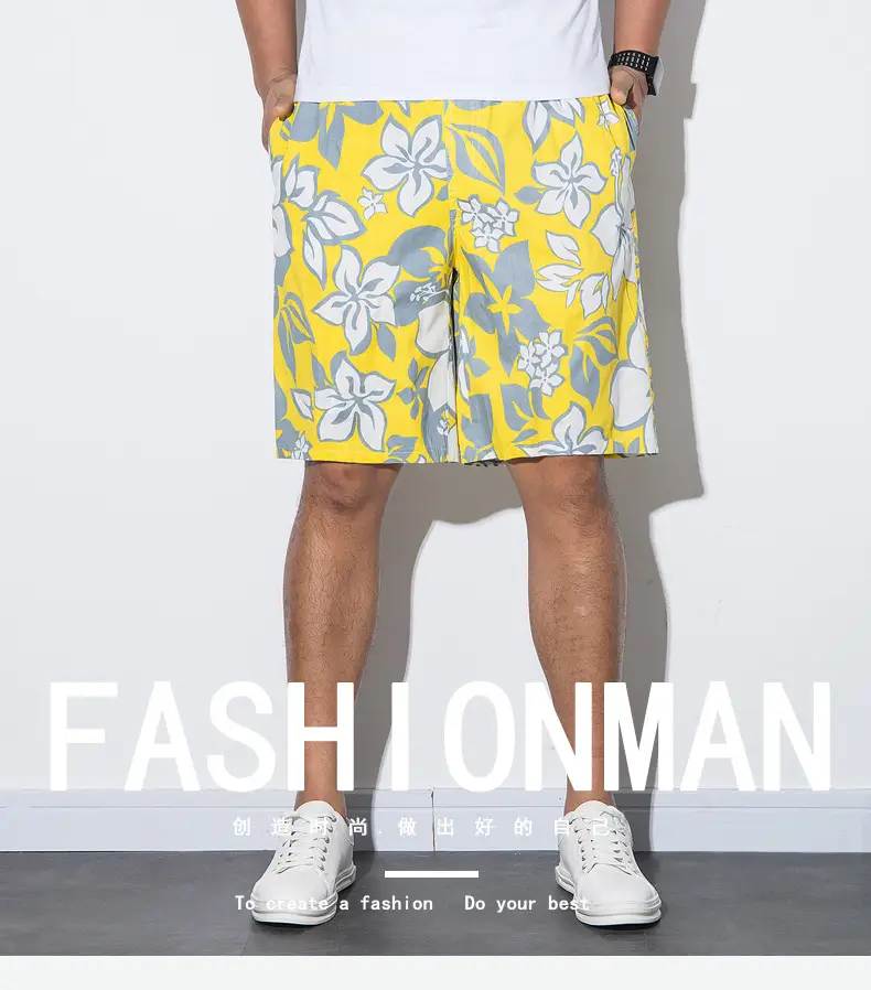 Men Cotton Beach Pants Large Size Fat Men Loose Casual Shorts — feature 2