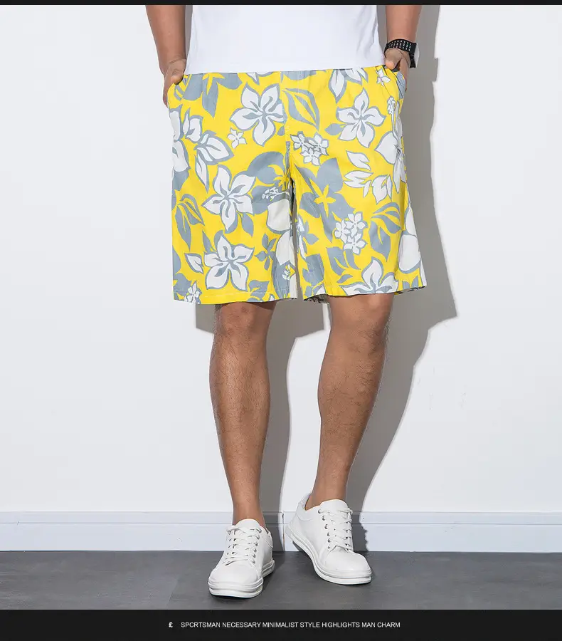 Men Cotton Beach Pants Large Size Fat Men Loose Casual Shorts — feature 9
