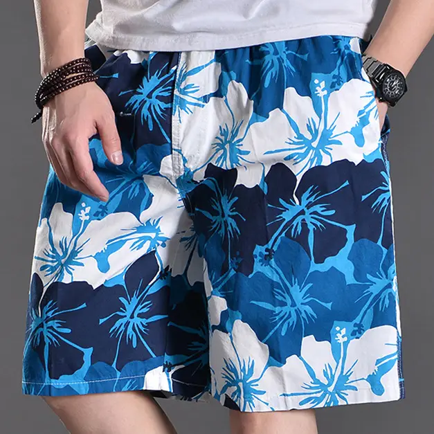 Men Cotton Beach Pants Large Size Fat Men Loose Casual Shorts