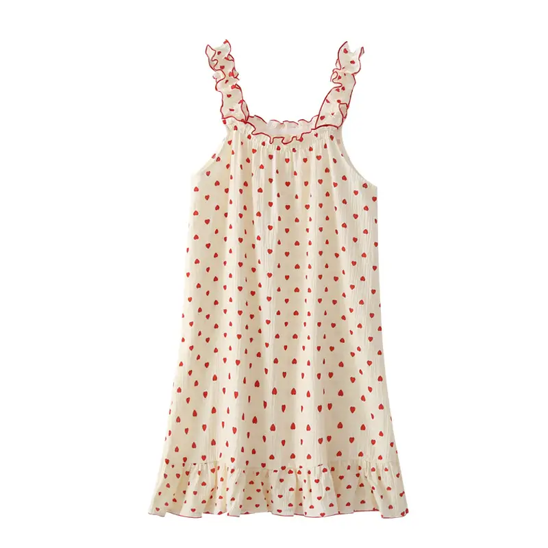 Women's 2022 Nightgown Pajamas Thin Sleeveless Crepe Midi - Image 5