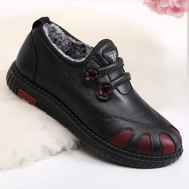 2025 Winter Black Fleece Lined Slip-On Shoes - Image 3