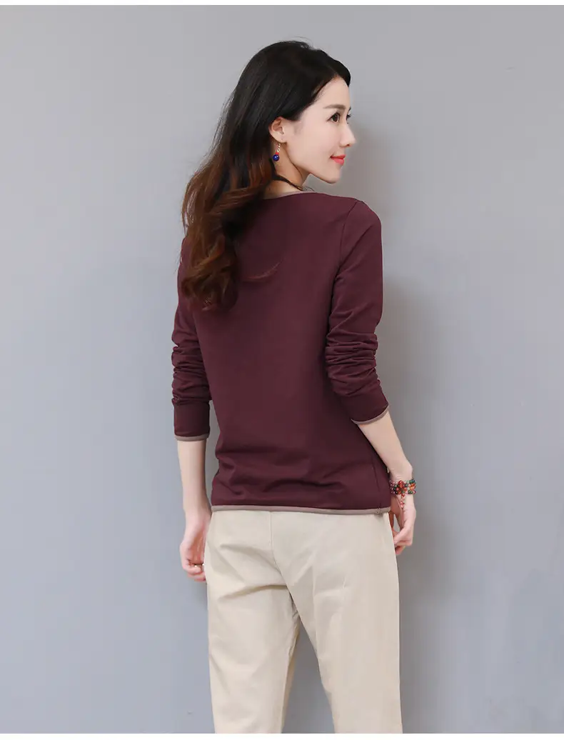 Women Long Sleeve Black T-Shirt Loose Fit Autumn Wear — feature 4