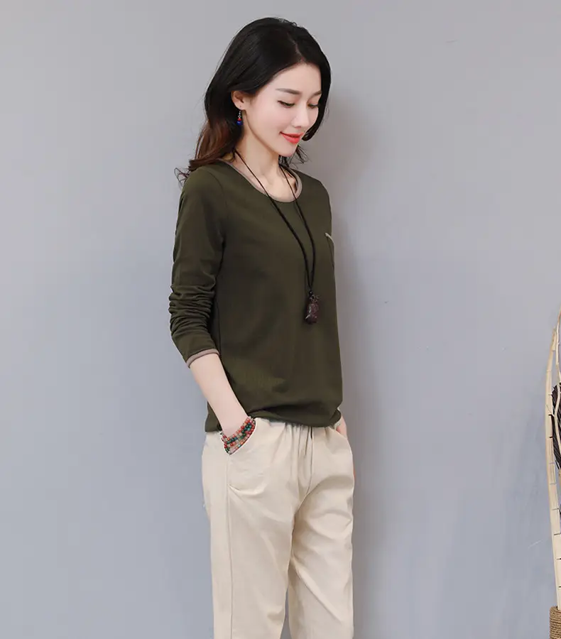 Women Long Sleeve Black T-Shirt Loose Fit Autumn Wear — feature 5