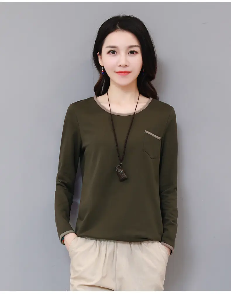 Women Long Sleeve Black T-Shirt Loose Fit Autumn Wear — feature 6