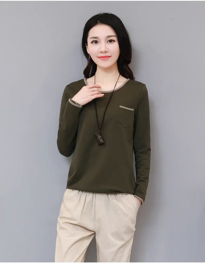 Women Long Sleeve Black T-Shirt Loose Fit Autumn Wear — feature 7