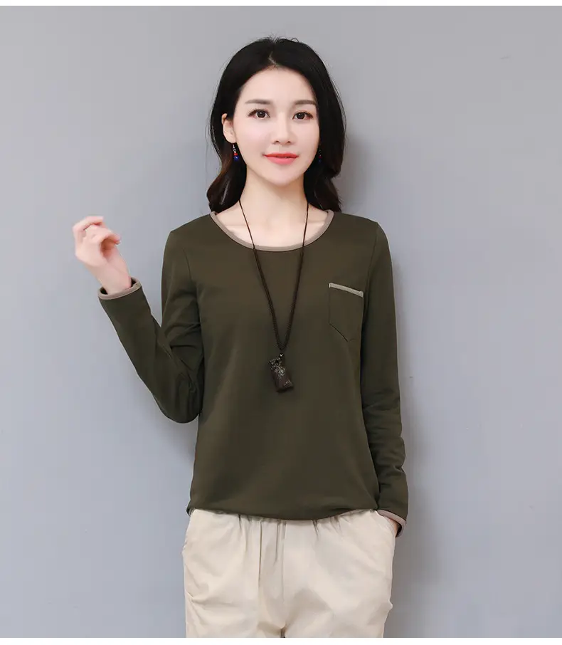 Women Long Sleeve Black T-Shirt Loose Fit Autumn Wear — feature 8