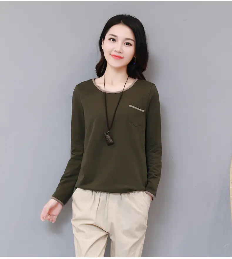 Women Long Sleeve Black T-Shirt Loose Fit Autumn Wear — feature 9