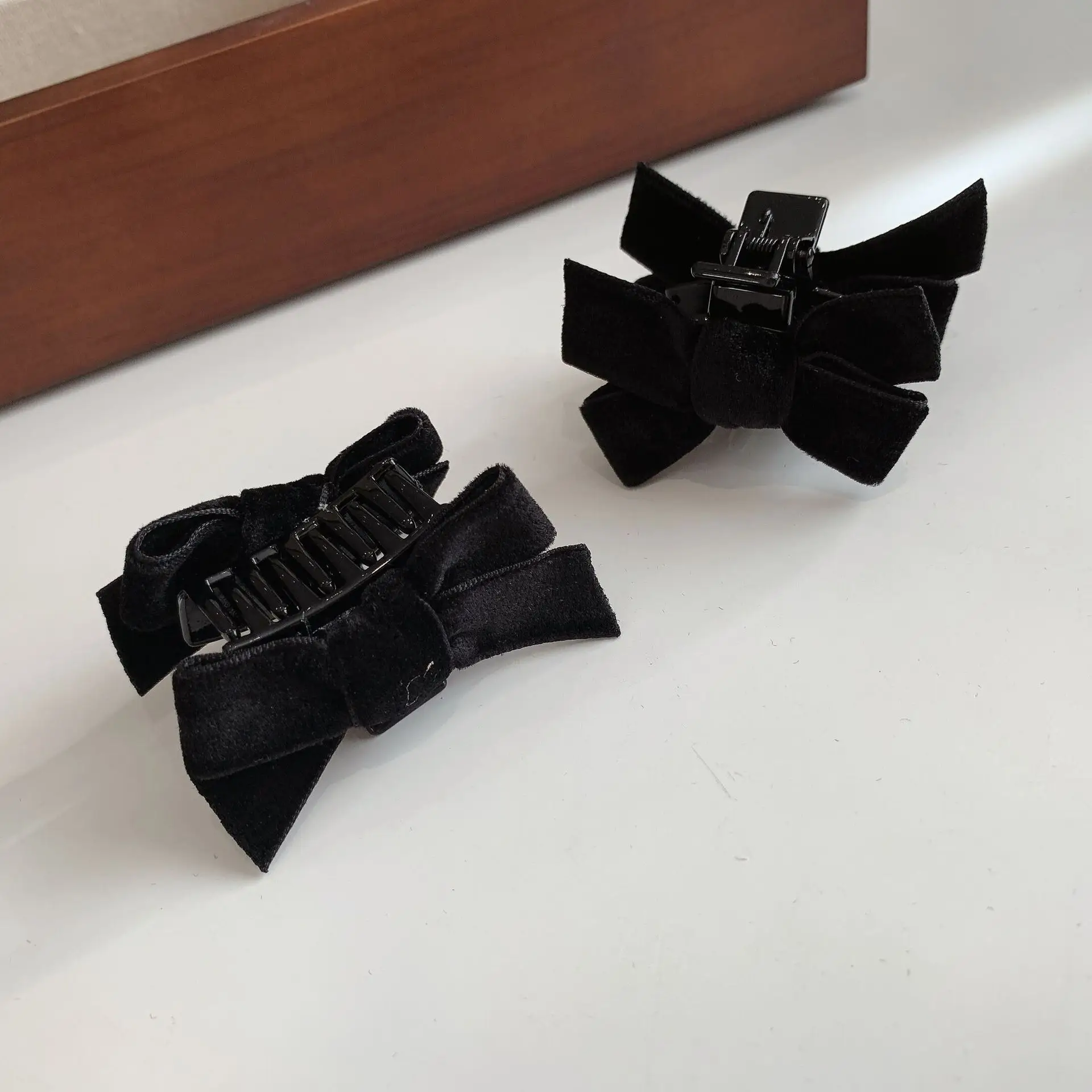 Black Velvet Bow Hair Grasp for Women - Image 9