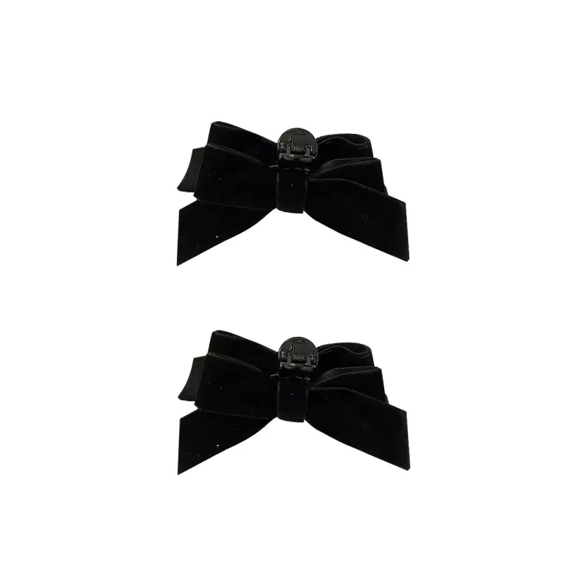 Black Velvet Bow Hair Grasp for Women - Image 10