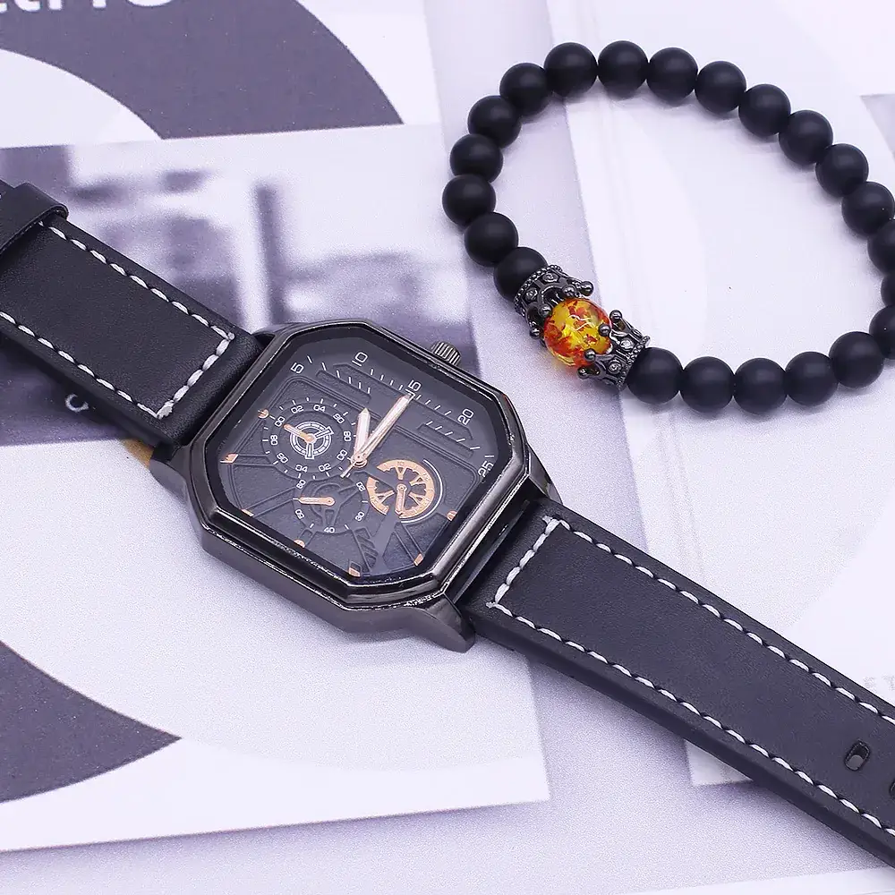 Men's Fashion Watch Set Black Transparent Design - Image 5