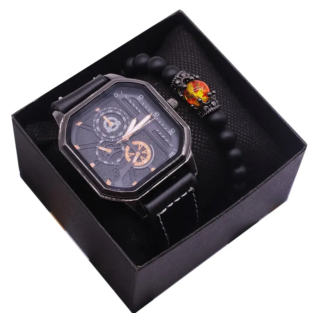 Men's Fashion Watch Set Black Transparent Design - Image 6