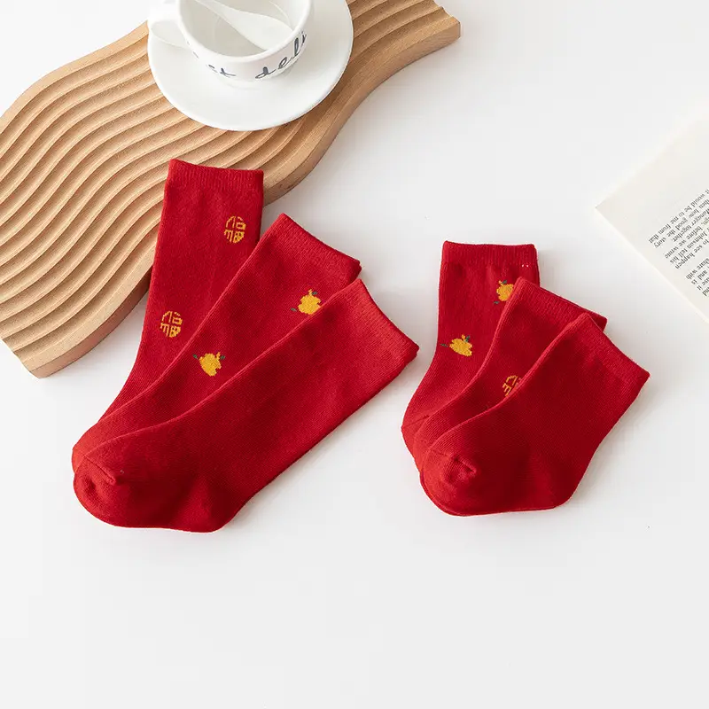 Red Fruit Embroidered Baby Socks New Year - Image 14