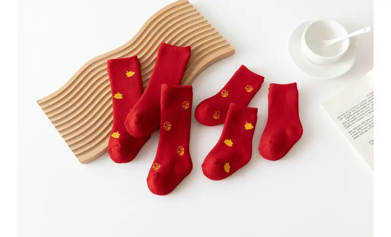Red Fruit Embroidered Baby Socks New Year — feature 16