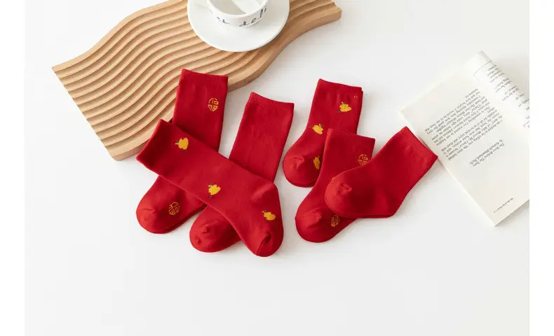 Red Fruit Embroidered Baby Socks New Year — feature 21