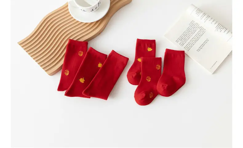 Red Fruit Embroidered Baby Socks New Year — feature 23