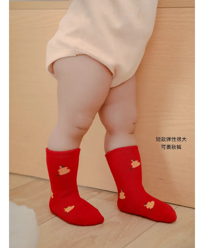 Red Fruit Embroidered Baby Socks New Year — feature 40