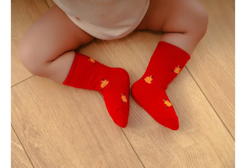Red Fruit Embroidered Baby Socks New Year — feature 41
