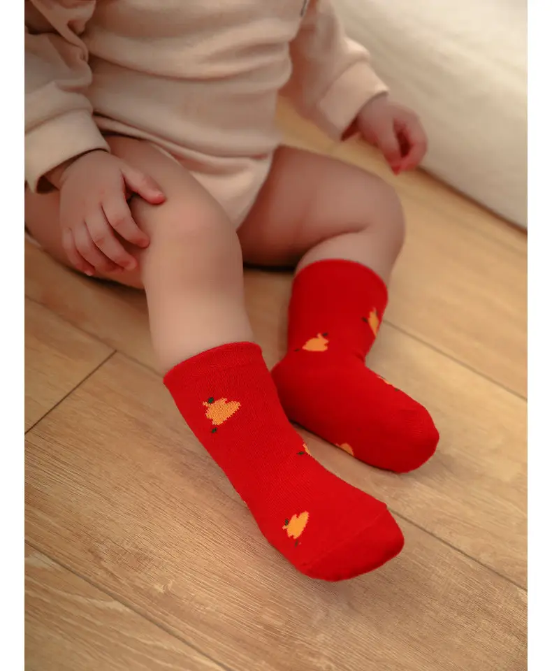 Red Fruit Embroidered Baby Socks New Year — feature 42