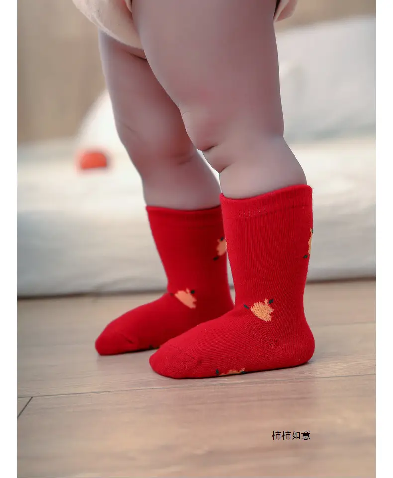 Red Fruit Embroidered Baby Socks New Year — feature 44