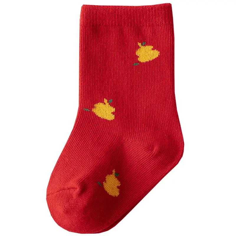 Red Fruit Embroidered Baby Socks New Year - Image 3