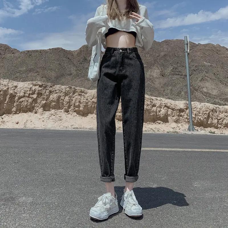 Women's Salt Blue High Waist Cropped Jeans