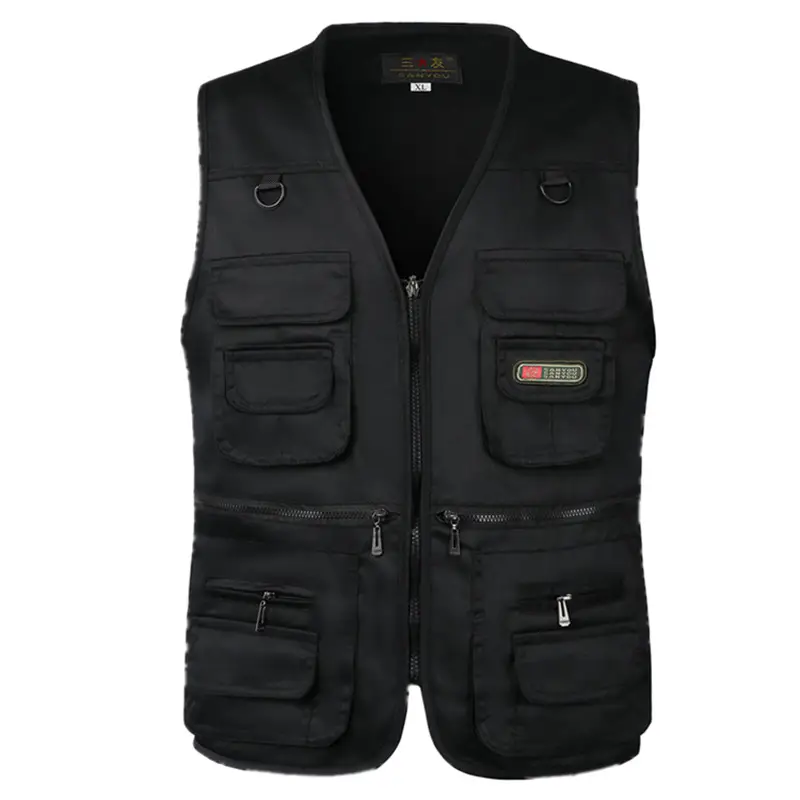 Men's Black Multi-Pocket Vest for Casual Outdoors - Image 2