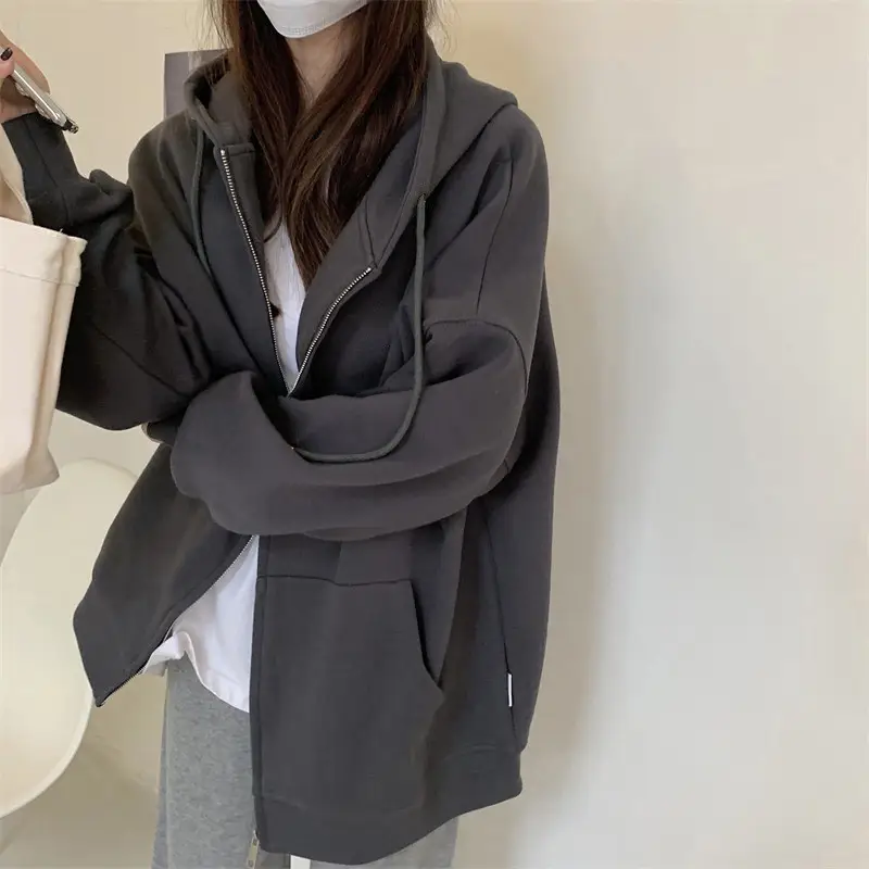 Women's Big Fish Scale Milky Apricot Zipper Cardigan Hooded Jacket 2024 - Image 4