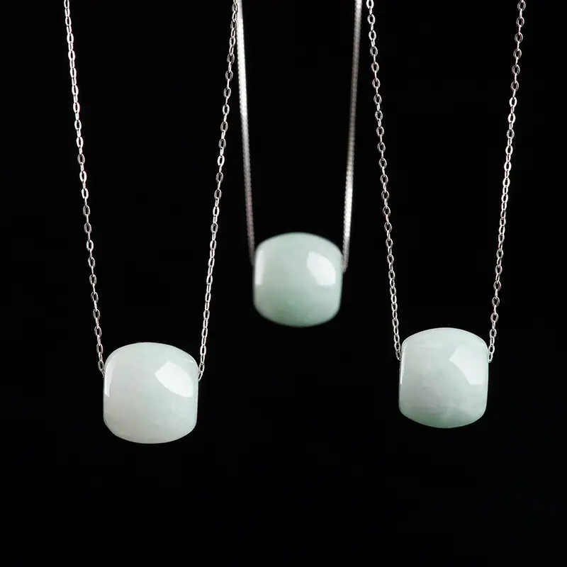 Natural Burma Jade Ice Transfer Beads Necklace Set - Image 2