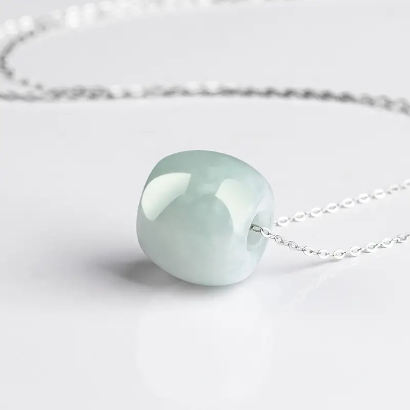 Natural Burma Jade Ice Transfer Beads Necklace Set - Image 3