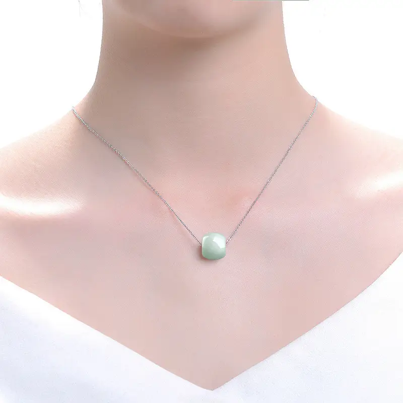 Natural Burma Jade Ice Transfer Beads Necklace Set - Image 4