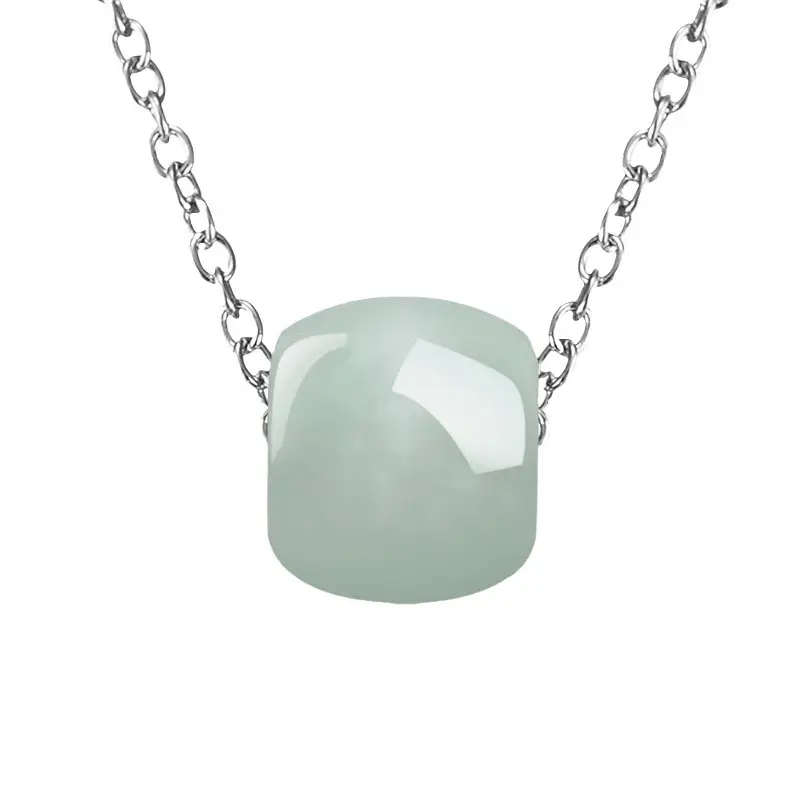 Natural Burma Jade Ice Transfer Beads Necklace Set - Image 5