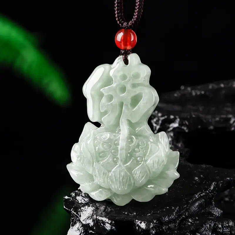 Natural Jade Buddha Lotus Pendant for Men Women - Image 2