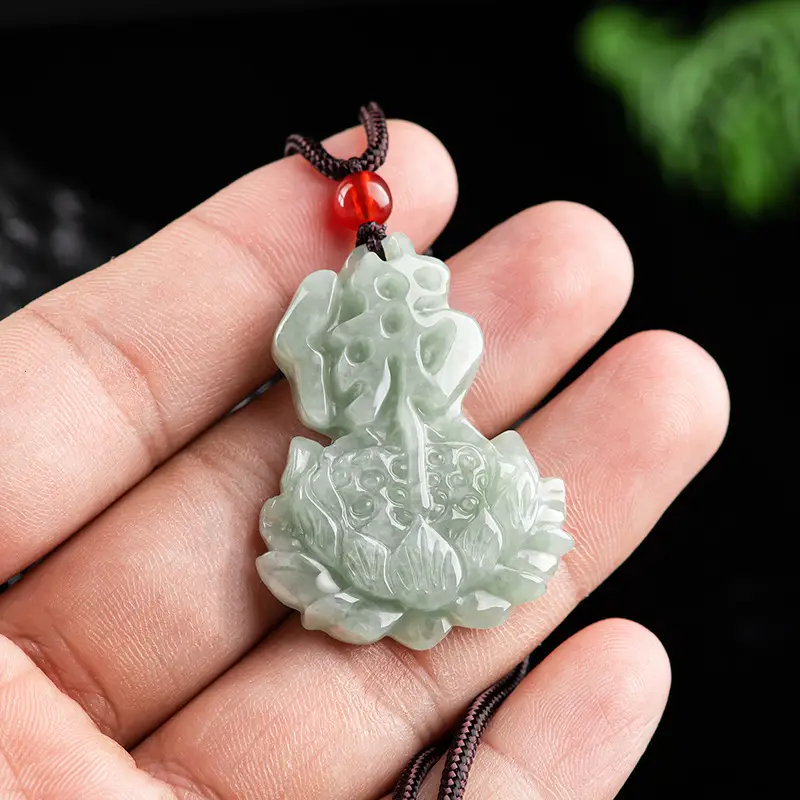 Natural Jade Buddha Lotus Pendant for Men Women - Image 3