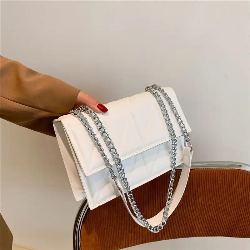 White Rhinestone Chain Mini Crossbody Bag - Image 7