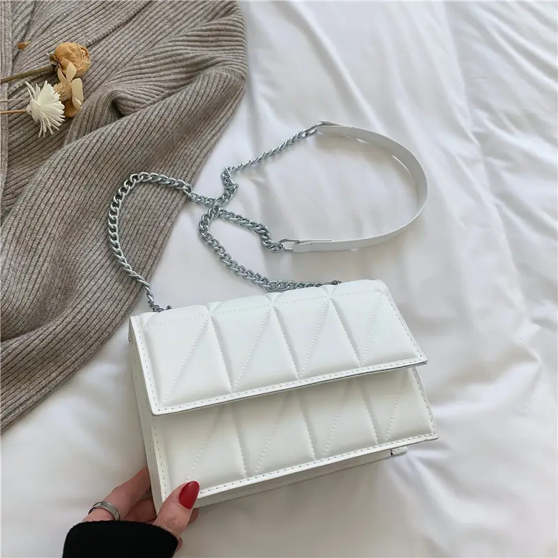 White Rhinestone Chain Mini Crossbody Bag - Image 2