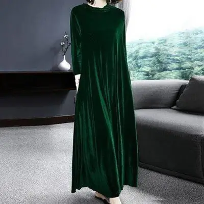Purple Velvet Long Sleeve Dress for Women - Image 7