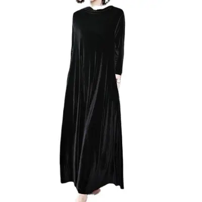 Purple Velvet Long Sleeve Dress for Women - Image 9