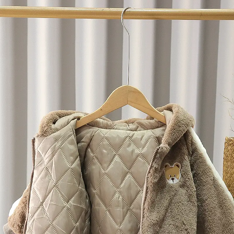 Boys Woolen Zipper Jacket with Fleece Lining & Rabbit Embroidery — feature 11