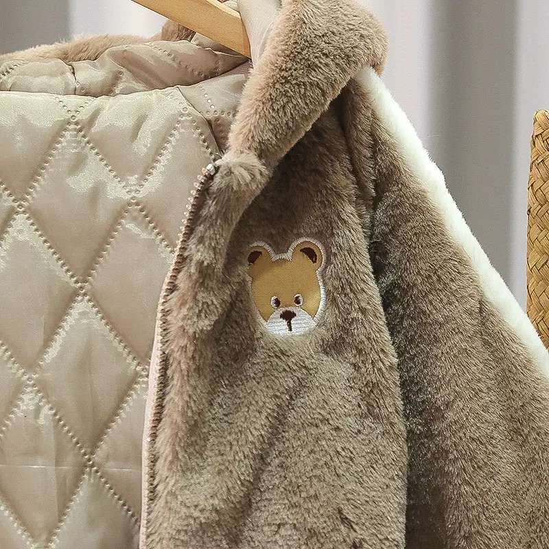 Boys Woolen Zipper Jacket with Fleece Lining & Rabbit Embroidery — feature 12